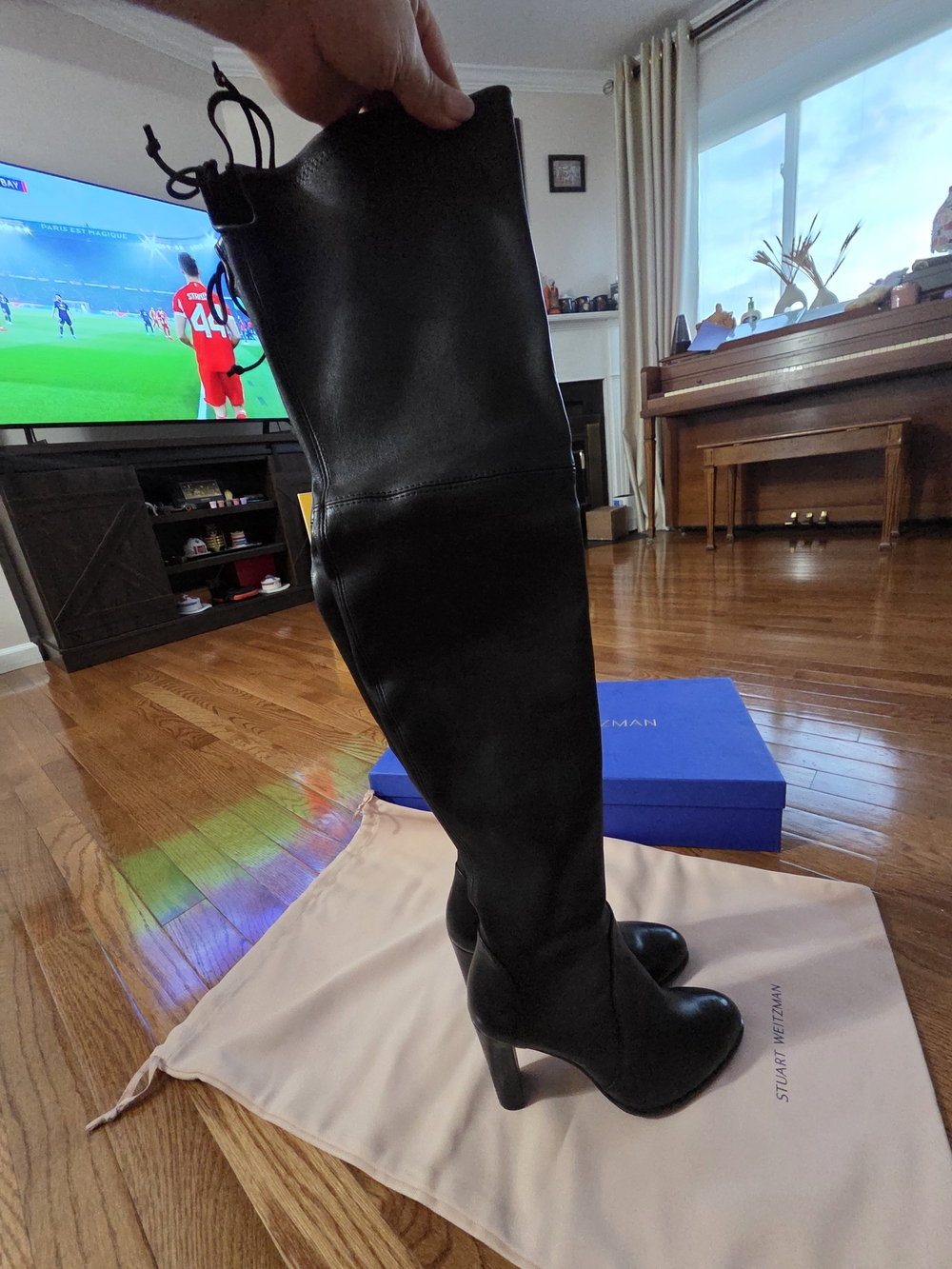 Stuart Weitzman Black Over-the-Knee Leather Boots - Picture 5 of 15